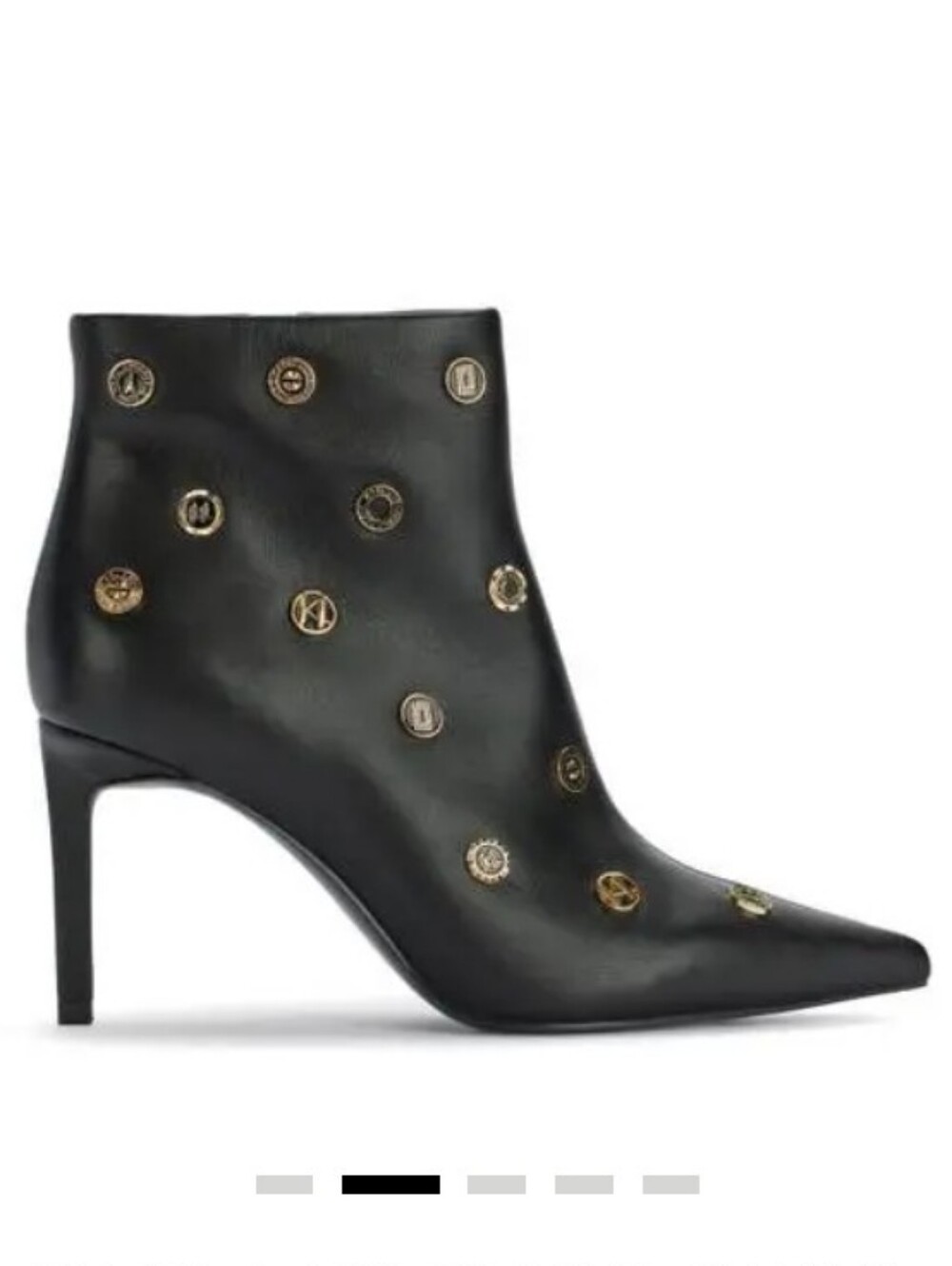 Karl Lagerfeld Paris Womens Saina Black Embellished Leather Ankle Boots - Picture 2 of 12